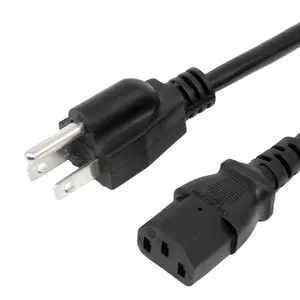 ETL Approved American 3 Pin Prong Plug Cable USA 3Pin AC Cords Electric Lead IEC C13 US Power Cord