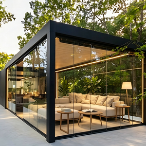 Véranda en aluminium et verre sur mesure, toit plat panoramique, véranda coulissante en verre pour jardin, villa résidentielle, cour arrière - Product Image 1