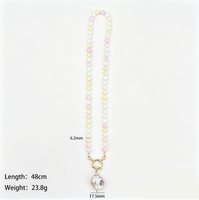 Collier à maillons perlés plaqué or 18 carats, imitation perle baroque, étoile à cinq branches, papillon, cœur, cadeau bouddhisme Zooing