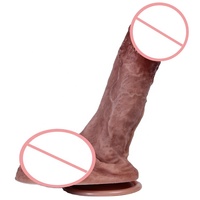 Insertable Length 5.71 Inch Realistic Lifelike Veins Ridges Artificial Asian Penis Soft Silicone Waterproof Suction Cup Dildo
