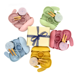Bavoir d'ours <span class=keywords><strong>anti</strong></span>-déversement non toxique non renversé mini 360 bols et assiettes de voyage avec ventouse pour bébés ensemble de bols en silicone pour bébé - Product Image 1