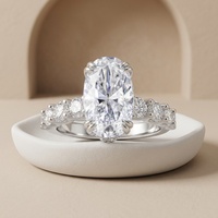 Anillo de compromiso exquisito 2026 de plata 925 con moissanita de corte ovalado brillante de 7*12mm y 3ct para aniversario de enamorados