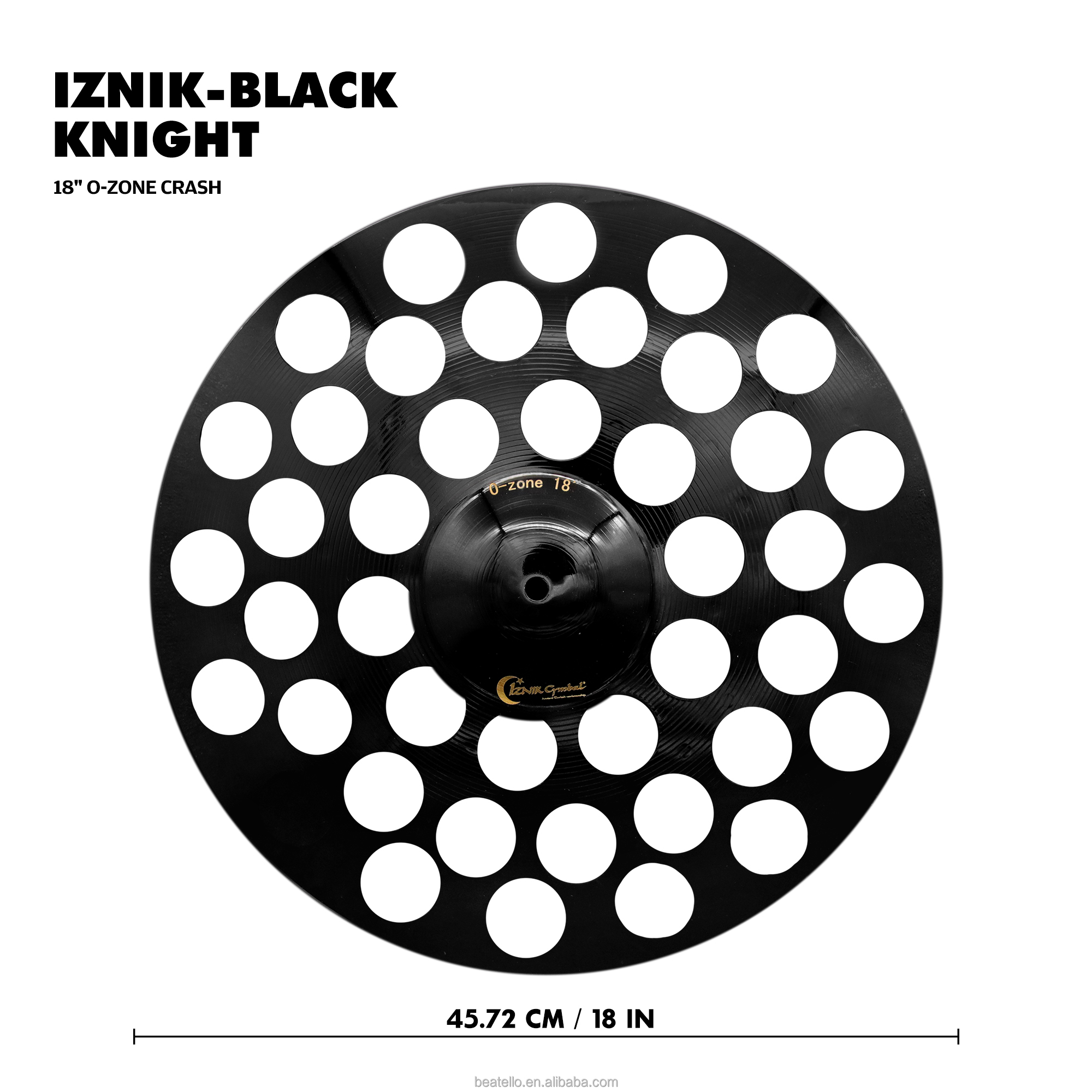 IZINK 18 Inch Black Crash Cymbal - Special Effect Black Rock