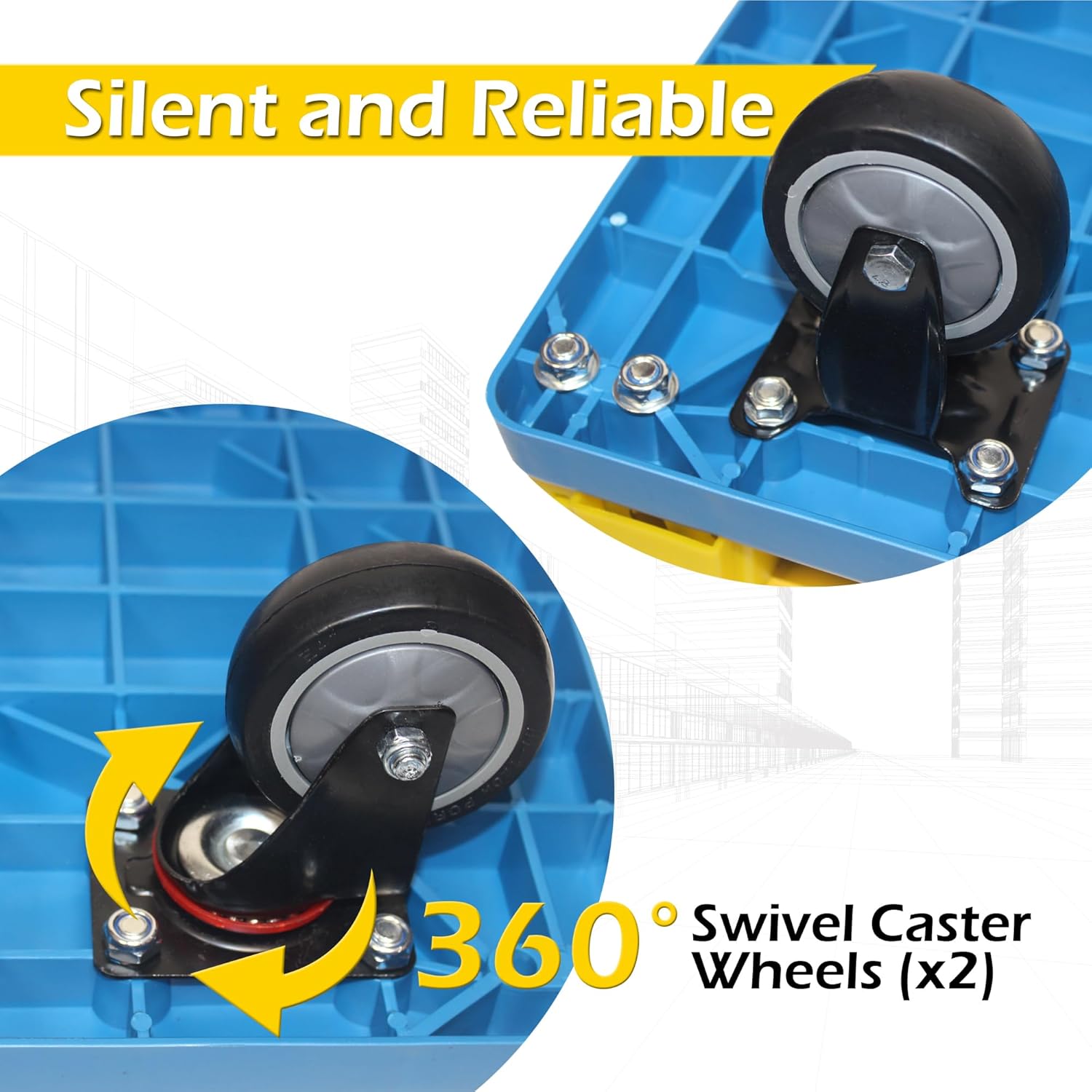 Heavy Duty Foldable Push Hand Cart 360 Degree Swivel Iron Wheels Steel Platform Truck Cart for Loading and Storage