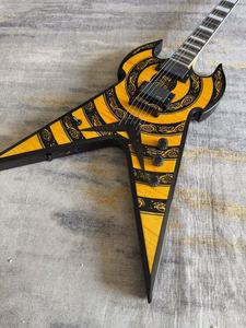Guitarra Eléctrica <span class=keywords><strong>Odin</strong></span> Flying V con Chapa de Madera con Diseño de Rayas de Tigre, Equipada con Pastillas EMG para un Rendimiento Profesional - Product Image 2