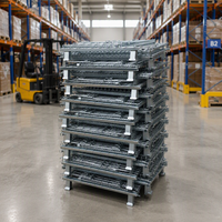 Cage de rangement pliable personnalisée en treillis métallique, conteneur en treillis métallique avec roues, cages de rangement