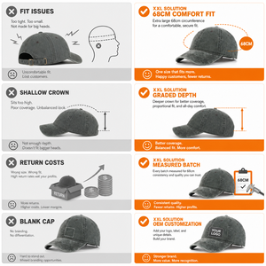 Casquette de baseball XXL grande taille 68 cm, calotte profonde, <span class=keywords><strong>beige</strong></span> marine bicolore, style Dad Hat, en coton, avec logo personnalisé, vente en gros - Product Image 2