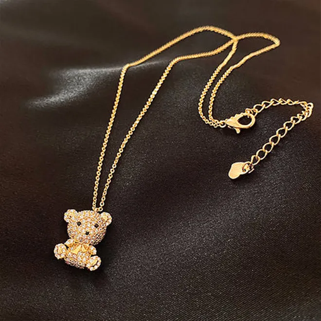 Neue Mode Bär Halskette benutzer definierte Designer Marke Luxus Edelstahl Gold Happy Face Schmuck Herz Set