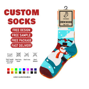Nouveauté drôle coton Crew vacances chaussettes coloré père noël dessin animé motif robe chaussettes pour femmes et hommes idée cadeau <span class=keywords><strong>de</strong></span> noël - Product Image 2