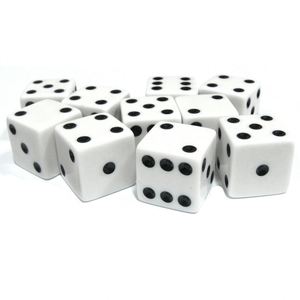 Venta al por mayor de fábrica: Dados acrílicos D6 blancos de 19 mm con puntos negros y esquinas cuadradas - Product Image 1