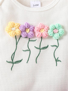 ชุดเดรสผ้าโพกศีรษะแขนยาวแบบวาฟเฟิลสำหรับเด็กทารกเพศหญิงชุดเดรสแขนยาวมีสายผูกโบว์ขนาดเล็กจีบสำหรับฤดูใบไม้ผลิ - Product Image 4