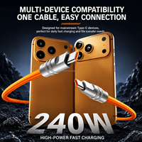 Kabel Charger Pabrik Baru 240w Pengisian Cepat Sinkronisasi Data 1m 2m OEM Nylon Kabel Charger Usb untuk Iphone18 17 Samsung