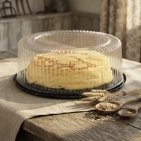 Boîte d'emballage pour cheesecake ronde jetable en PET recyclé de 10 pouces, conteneur en plastique pour dessert avec couvercle transparent