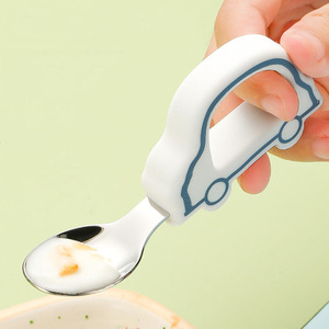 ช้อนส้อมวงแหวนแบบสั้นสำหรับฝึกรับประทานอาหารสำหรับเด็กเครื่องใช้บนโต๊ะอาหารทำจากสเตนเลสสตีล304ออกแบบได้ตามต้องการ - Product Image 6