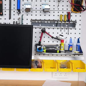 Perforated Metal <b>Shelf</b> Rack With Square Holes Tool Hanging Board Small <b>Shelf</b> Material Display Rack Hook - Product Image 3