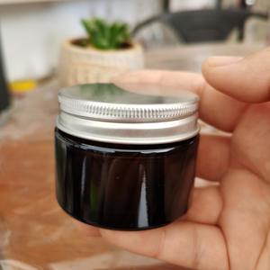 Bougeoir en verre vert ambré avec couvercle en aluminium Pot en verre simple <span class=keywords><strong>fauve</strong></span> Contenant à bougie en verre transparent givré - Product Image 4