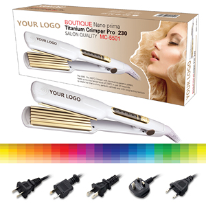 MAC Styler Wide Plate Hair Crimper Nano Titanium <span class=keywords><strong>Pro</strong></span> <span class=keywords><strong>230</strong></span> Fer à friser volumisant blanc or, outil de coiffure professionnel, 1 an d'utilisation en extérieur - Product Image 4