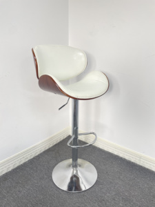 Taburetes de Bar de altura de mostrador de <span class=keywords><strong>madera</strong></span> tapizados, Taburetes de Bar de cocina giratorios, sillas altas de respaldo <span class=keywords><strong>alto</strong></span> simples blancas al por mayor - Product Image 2