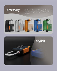 Cadenas à combinaison en alliage de zinc, revêtement poudré, étanche IP68, rectangulaire, à levier unique, pour casque, petit casier, panier de vélo - Product Image 6