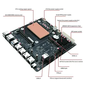 12th Gen I3-N305 N100 NAS Motherboard 6-Bay 4x I226-V 2.5G 2*NVMe 6*SATA3.0 DDR5 Mini ITX MOBO Router Mainboard PCIex1 Type-C