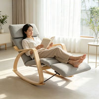 Fauteuil à bascule de loisirs en bois courbé de haute qualité, avec assise en coton et lin, idéal pour chambre, salon ou mobilier de maison.