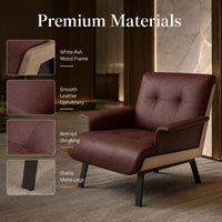 Fauteuil d'appoint surdimensionné et extra confortable en similicuir avec structure en bois massif pour chambre d'hôtel ou coin lecture