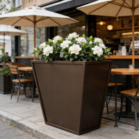 Ventes en gros de jardinières modulaires en acier galvanisé durables, forme trapézoïdale, modernes, écologiques, pots de jardin rectangulaires pour fleurs