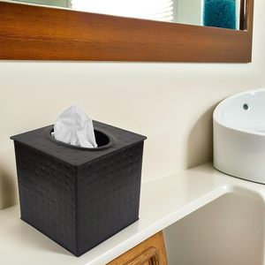 Couvercle de boîte à mouchoirs noir antique artisanal porte-distributeur carré martelé à la main résistant à la rouille et décoratif - Product Image 3
