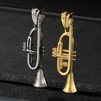 Rock Instrument Accessories Hip-hop Retro College Style Saxophone Skull Guitar Trumpet Titanium Steel Men's Pendant
