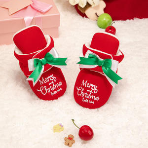 Zapatitos <span class=keywords><strong>de</strong></span> Bebé con Temática Navideña, Suela Suave Antideslizante, Decoración <span class=keywords><strong>de</strong></span> Lazo, Feliz Navidad, Primeros Pasos <span class=keywords><strong>para</strong></span> Recién Nacidos, OEM, ODM, Venta al Por Mayor - Product Image 5
