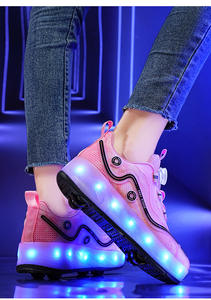 <span class=keywords><strong>Chaussures</strong></span> <span class=keywords><strong>Heelys</strong></span> JIAXIN avec quatre roues, <span class=keywords><strong>chaussures</strong></span> rapides rétractables pour garçons et filles, lumières LED clignotantes, patins à roulettes invisibles - Product Image 3
