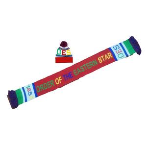 定制大学运动足球围巾订单东方之星红白色纯色共济会针织帽子围巾套装100%涤纶 - Product Image 5