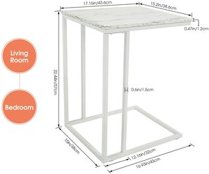 Pequeña mesa auxiliar de café con extremo de rueda portátil en forma de C mesa de aperitivos muebles para el hogar 50 muebles de sala de estar contemporáneo - Product Image 4