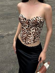 Y2k Hot Girl Sexy Léopard Sans Bretelles Push up <span class=keywords><strong>Bustier</strong></span> Corset Tube Top Imprimer <span class=keywords><strong>Petit</strong></span> Camisole Débardeur pour les Femmes - Product Image 5