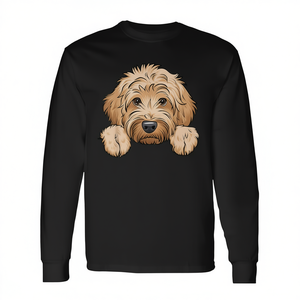 Camiseta de manga larga con diseño de perro Golden Doodle, diseño de Golden Doodle peinado y adorable que se mueve de la esquina para mirar. - Product Image 2