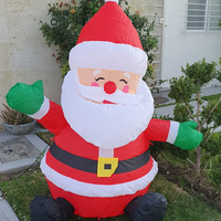 Figura Inflable Navideña Transfronteriza de Papá Noel Saludando y Sonriendo con Luz LED Iluminada