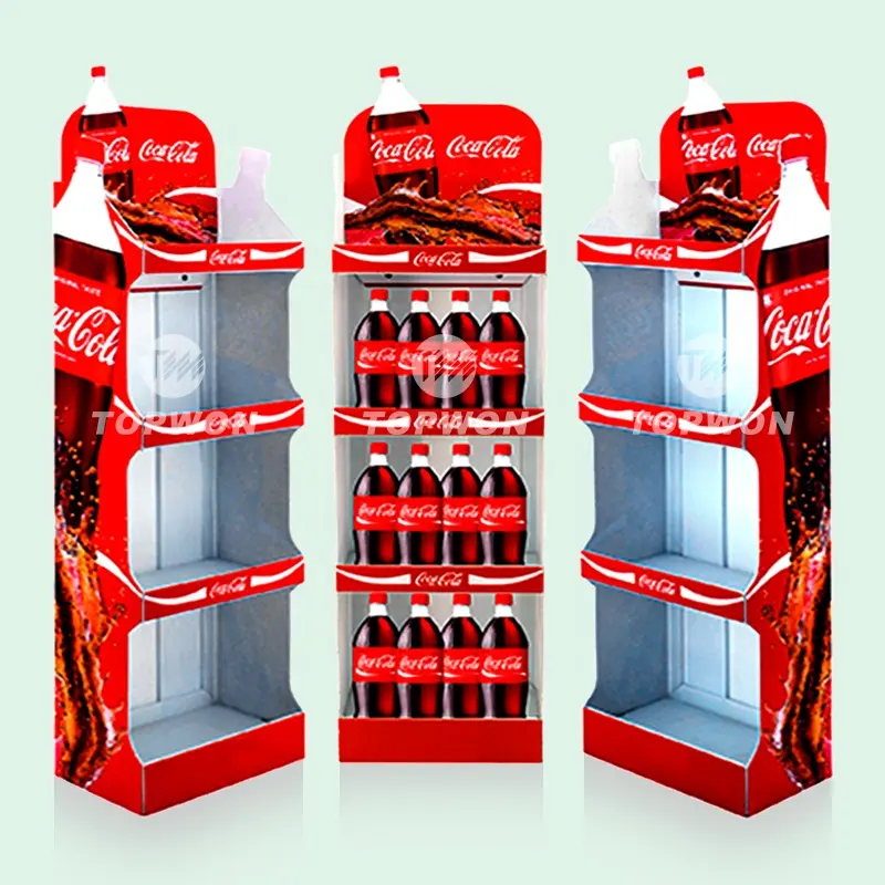 Op Maat Gemaakte Golfkartonnen Displaystandaard Winkel Pop Display Rack Drink Bier Wijn Waterfles Displaystandaard