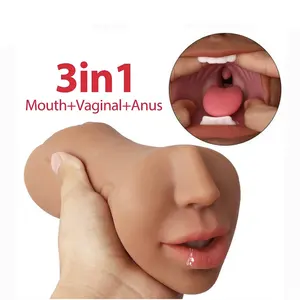 3 in 1 Masturbator pria realistis saku vagina Stroker Masturbator masculinos