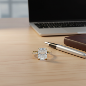 Bague de fiançailles en moissanite taille coussin, argent 925, alliance de mariage de luxe - Product Image 3