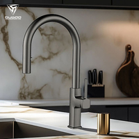 Robinet mélangeur de cuisine en laiton plaqué gris anthracite avec pistolet de lavage intégré et certificat CUPC