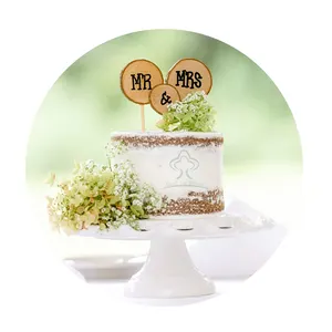 MR & MRS 우드 웨딩 약혼 파티 케이크 토퍼 발렌타인 장식 컵케익 토퍼 케이크 장식