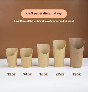 Contenitori di carta Kraft usa e getta a parete singola per cibo da asporto-patatine fritte uova di pollo fritte torte tazze di Sushi tazze di Pizza - Product Image 1