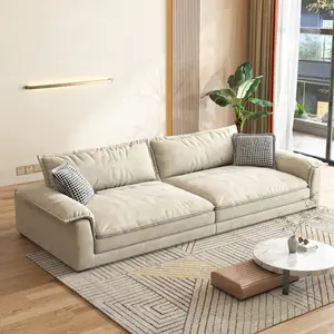 Italian minimalist technology cloth sofa abrasive cloth ultra wide sitting deep living room straight row down latex fabric sofa