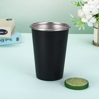 Vente en gros de tasses à bière en acier inoxydable 304 à paroi simple de 500 ml, noires, pour le camping en plein air, les restaurants, les bars, les voyages, les tasses à café