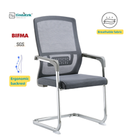 Chaise de bureau de haute qualité sans roulettes, en tissu maillé, à base trépan, fixe, pour réunions, réceptions, visiteurs, événements et salles d'attente