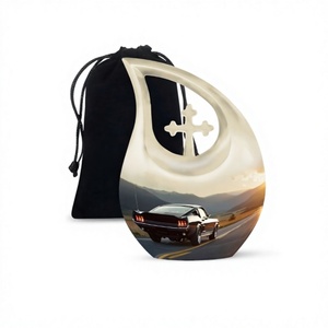 Meilleure vente Urne de crémation larme de course automobile pour adultes pour cendres humaines Grande urne décorative en croix avec sac en velours gratuit - Product Image 1