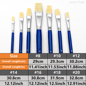 Ensemble de pinceaux plats professionnels en poils de sanglier pour <span class=keywords><strong>peinture</strong></span> à l'<span class=keywords><strong>huile</strong></span>, 7 pièces, manche en bois, virole, fabriqué en Chine - Product Image 2