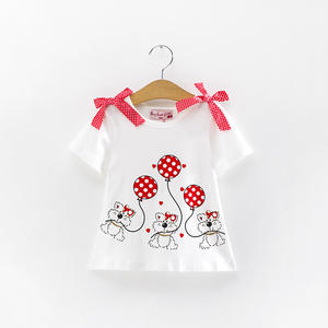 Vêtements pour enfants en gros, t-shirt décontracté à manches courtes imprimé de dessins animés avec nœud en coton pour filles, provenant d'un fournisseur chinois - Product Image 1