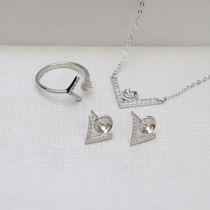 Pendentif en argent S925 à angle droit avec anneau d'oreille en forme de V, collier, perle vide, support de bijoux de mode, ensembles de bricolage pour femmes - Product Image 1