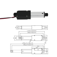 Actionneur linéaire compact portable 50 mm 12 V 30 mm 100 mm de course, moteur à balais, capacité de charge 60 N, étanche IP54, pour ventilateur